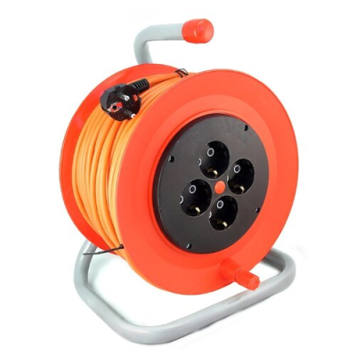 Удлинитель сил. на катушке LUX К4-Е-25 ПВС 3х1,5 25м, 16А, 4встр.розетки с з/к