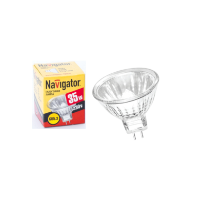 Лампа галогенная КГМ 35 вт  220в GU 5.3  51 мм (Navigator)