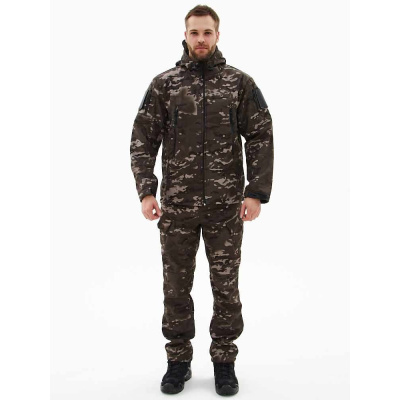 Костюм "ВЕПРЬ" куртка/брюки, цвет: кмф "Мультикам черный", ткань: Полофлис 56-58, 182-188