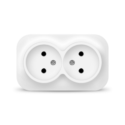 Розетка двухместная, б/з, о/у, 16А, 220В, белая 1\10\200 "IONICH" 