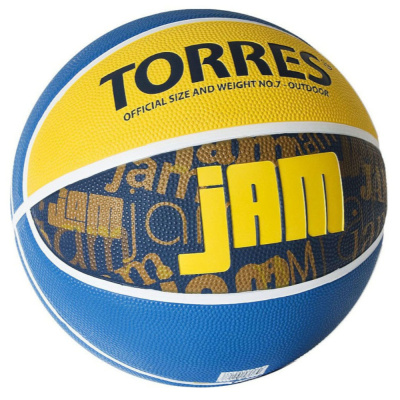 Мяч баск. "TORRES Jam" арт.B02047, р.7, резина, нейлон. корд, бут. кам., син-желт-голубой