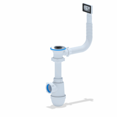 Сифон Ани Грот 1 1/2"*40 с переливом мойки, гибкий