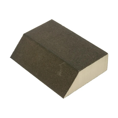 Губка (35613-180) ЗУБР  Р180, 100 х 68 х 42 х 26 мм, водостойкая, четырехсторонняя шлифовальная 