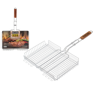 Решетка-гриль глубокая 40*27*5см /дл.62см (4.5/2.8/1.8мм), хром.сталь/дер.