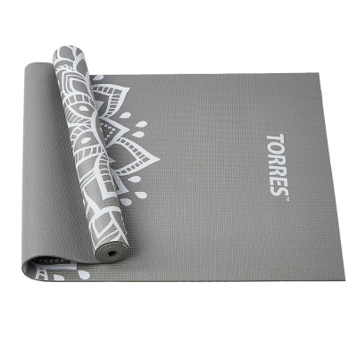 Коврик для йоги "TORRES Relax 4" арт.YL12224G, PVC 4 мм, нескользящее покрытие, серый