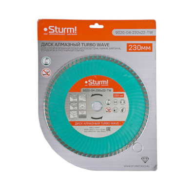 Диск алмазный, сухая/влажная резка Turbo Wave 230мм Sturm!