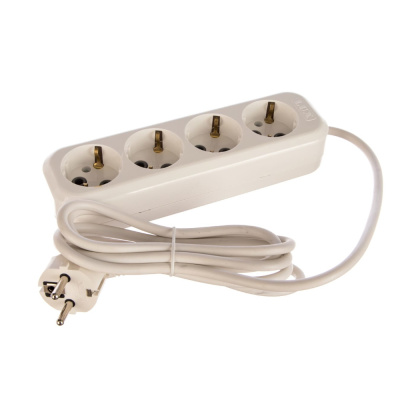Удлинитель сетевой LUX У4-Е-02 4-местный с з/к., 250В 16А, 2 м