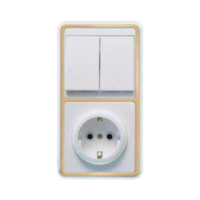 Блок БКВР-032 Выключатель двухклавишный + розетка с заземлением (золото) БЭЛЛА Блок БКВР-032 Выключатель двухклавишный + розетка с заземлением (золото) БЭЛЛА