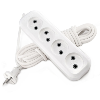 Удлинитель сетевой LUX У4-0-05 4-местный б/заз., 250В 10А, 5м