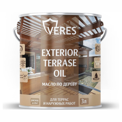 МАСЛО ПО ДЕРЕВУ "EXTERIOR TERRASE OIL" ДЛЯ НАРУЖНЫХ РАБОТ ПАЛИСАНДР 3 Л (1/6) "VERES"