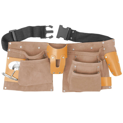 Пояс для инструмента двойной, кожа, 10 отделений, 1 петля для инструмента