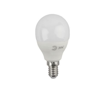 Лампа светодиодная, т/бел, 640 lm ЭРА LED smd P45-10w-827-E14 ECO