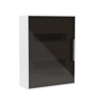 Щиток 24 мод настенный Фрейм (FRAME) ЩРн-п-24, белый, с тонированной дверцей, с 4 шинами PEN (2шт на