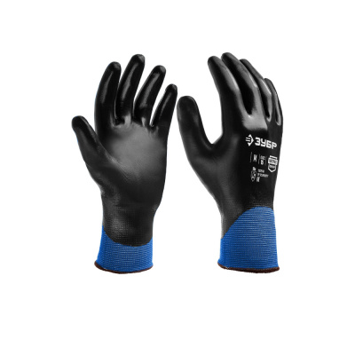 Перчатки маслобензостойкие тонкие ЗУБР МЕХАНИК+  размер XL, полный облив 