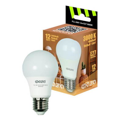 Лампа светодиодная Led FLL-A60 12Вт A60 3000К тепл. бел. E27 230В 50Гц ФАZА 5038332 