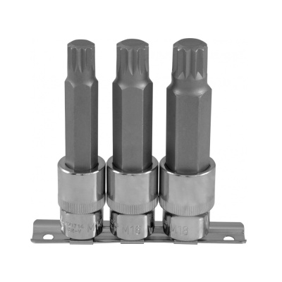Набор насадок торцевых 1/2 DR с вставками-битами SPLINE на держателе М14-М18 100мм