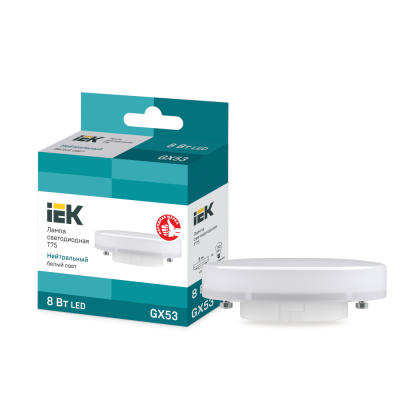 Лампа светодиодная LED 8вт GX53 теп ло-белый таблетка ECO