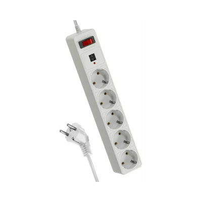 Фильтр сетевой  1,8м 5 гнезд, пвс 3х0,75мм2, белый 2 USB, КОСМОС