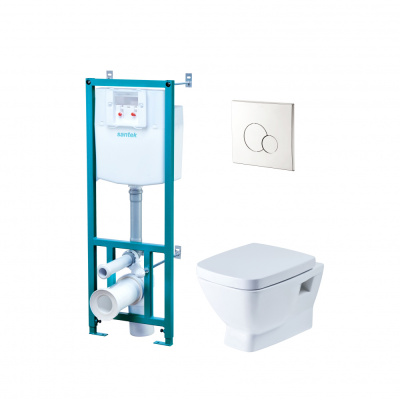 Унитаз подв. с сид. soft-clos clip-up, инст., панель хром Сантек Пэк "Нео"