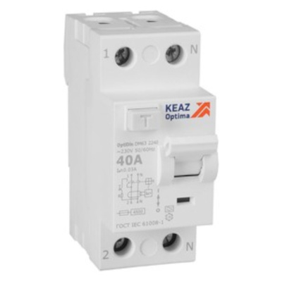 Выключатель дифференциального тока (УЗО) без защиты от сверхтоков 2П 40А 30мА A 4,5кА OptiDin DM63-2