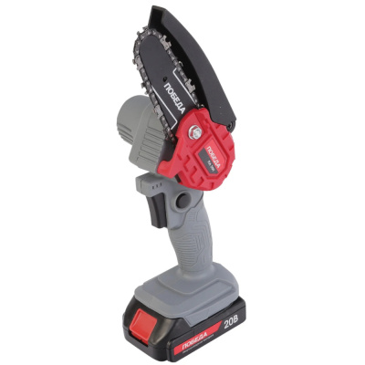 Пила цепная аккумуляторная ПОБЕДА ПА 200 20В, с 1 акб 1,5Ач(слайдер) и зу, 4"/10см,1, 4", 1/4", 28зв