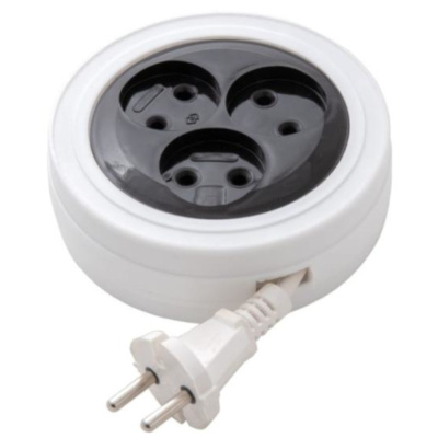 Удлинитель-рулетка MegArsenal (ГОСТок) б/з 3 гнезда ШВВП 2х0,5 черный 6А 1,5 м