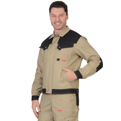 Куртка "Вест-Ворк" короткая, бежевая с черным р.128-132/158-164 (ЧЗ)