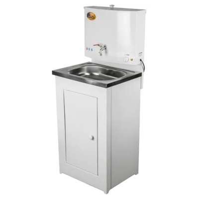 Умывальник дачный ЛЮКС, с подогревом, нержавеющая мойка, цвет белый 74/4/1