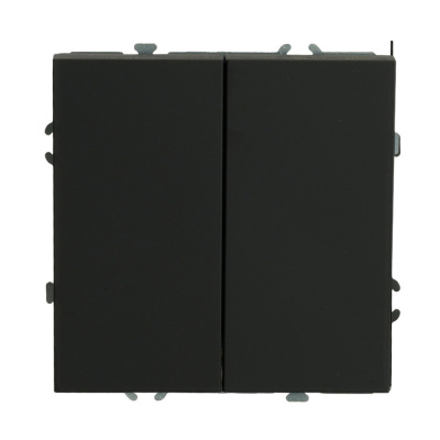 Выключатель 2-клавишный (механизм) 250В, 10А, серия Эмили, STEKKER Эмили, черный уголь, 1/12/120