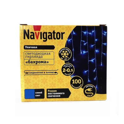 Гирлянда новогодняя светодиодная NGF-D021-02 бахрома мерцание B 100  2*0.5м IP44 TR