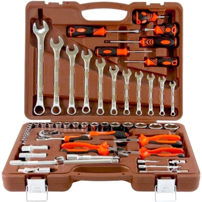 Набор инструмента торцевые головки 4-32 мм 1/4" и 1/2"DR и аксессуары к ним комб.ключи 8-22мм, отвер