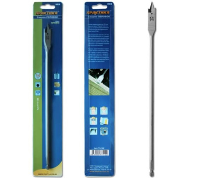 Сверло ПРАКТИКА перовое по дереву 14х300мм в блистере