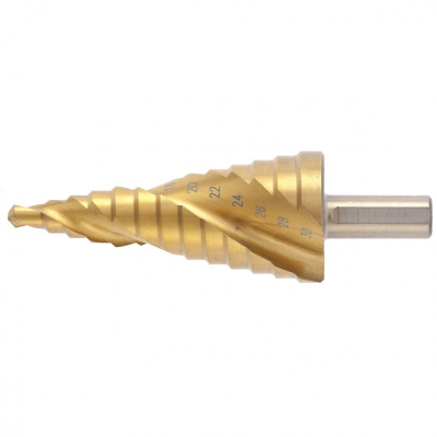 Сверло ступенчатое,6-8-10-12-14-16-18-20-22-24-26-28-30 мм,HSS,спирал.проф.,трехгр.хвост.// Matrix