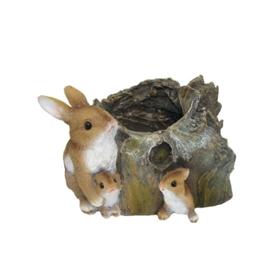 Кашпо фигурное Три зайца у пенька L35,5W28H21,5 см (ПОЛИСТОУН)