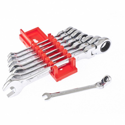 Набор ключей комбинированных, трещоточных шарнирных 8шт.// Matrix