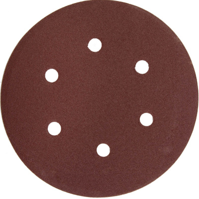 Круги шлифовальные на липкой основе 6 отверстий ПРАКТИКА 150мм Р180 уп.5шт.картон.подвес