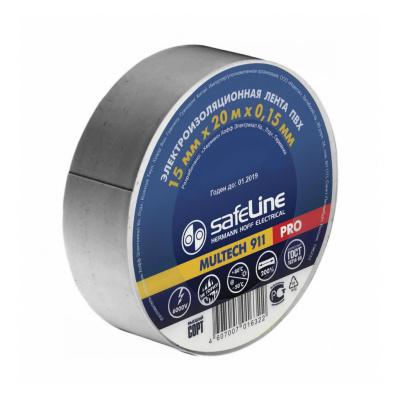 Изолента 15/20 серо-стальной Safeline Изолента 15/20 серо-стальной Safeline