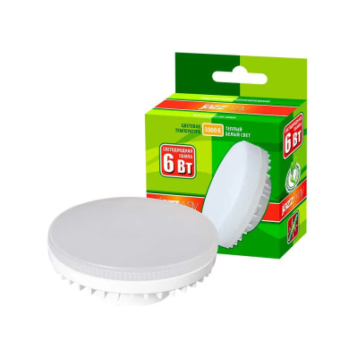Лампа светодиодная PLED-ECO 6Вт таблетка матовая 3000К тепл. бел. GX53 460лм 230В 50Гц d75х26мм