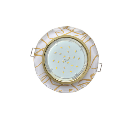 Светильник Стекло Круг с вогнутыми гранями золото-золото на белом38x126 FG53RCECH Ecola GX53 H4 5313