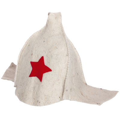 Шапка для бани и сауны "Будёновка" белая "Hot Pot" , войлок /20