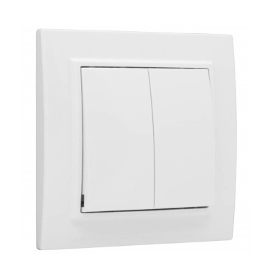 Выключатель Минск 2-клавишный СП 10 А белый Минск Basic