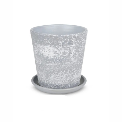 Лофт 6 горшок с поддоном 9,4л d26 h27см конус серый