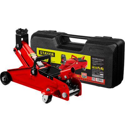 Домкрат STAYER  R-22 RED FORCE, в кейсе, 2 т, 125 - 320 мм, подкатной для легковых а/м, Professional