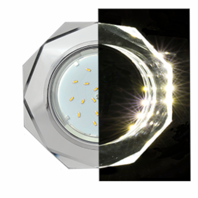 Светильник EcolaGX53 H4 LD5312Стекло 8-угольник подсветка 4K Хром-Хром (зеркальный) 38x133 SM538AECH