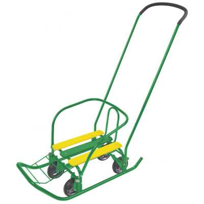 Санки детские Ветерок 7 УНИВЕРСАЛ (ВЫДВИЖНЫЕ КОЛЕСА) ЗЕЛЕНЫЙ