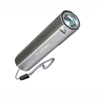 Фонарь ручной аккумуляторный 1Вт LED/линза/Li-ion 18650 1200mAh/Power-bank/ABS-пл/USB-шнур, КОСМОС