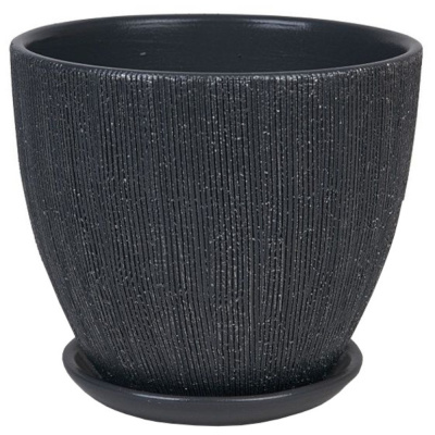 Меланж 5 горшок с поддоном 5л d22 h19,5см высокий овал графит 637169