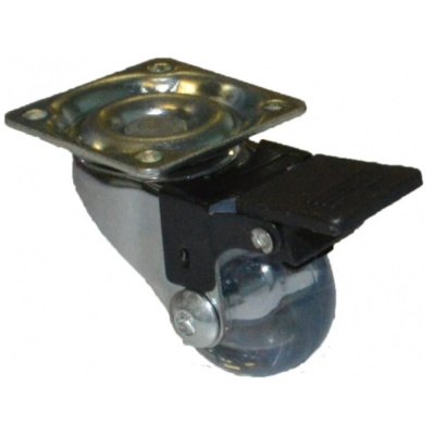 Колесо мебел. поворотное с тормозом 35мм  (прозрачный PVC)