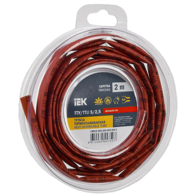 Трубка термоусадочная ТТУ нг-LS 5/2,5 красная (2м/упак) IEK