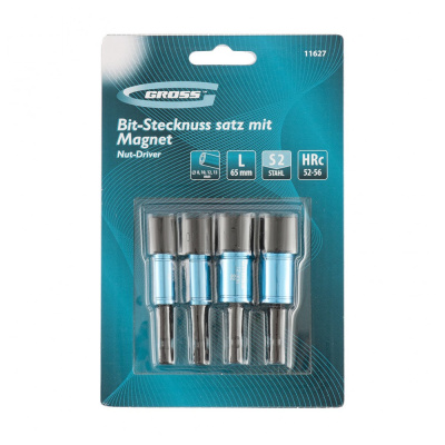 Набор бит с торцевыми головками. 8,10,12,13 мм, магнит. Nut-Driver S2//Gross